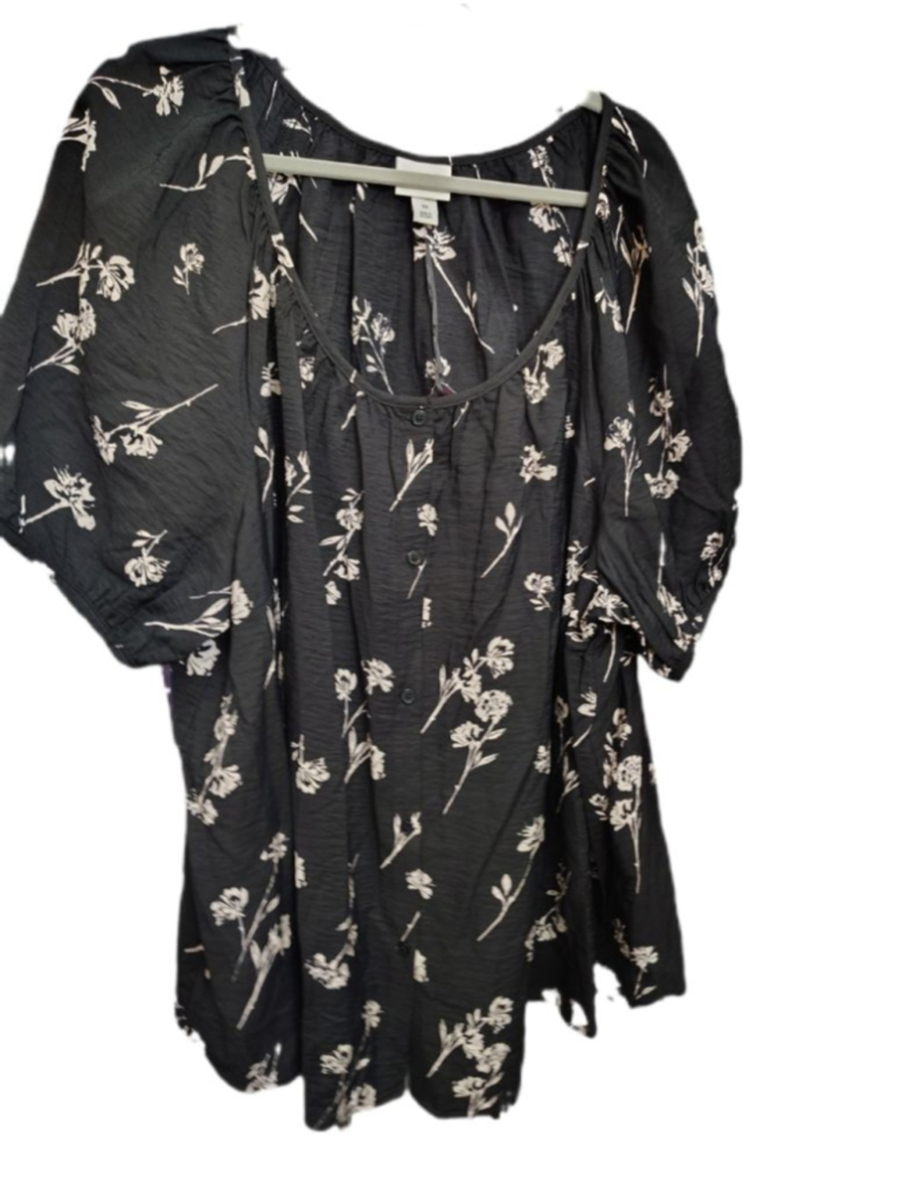 Ava & Viv 3X Black Floral Boho Blouse Plus Size Flowy Top Lightweight Tunic - Picture 3 of 8